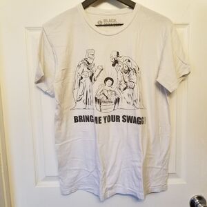 Black Matter White Tee with Black Nativity Graphic and Slogan